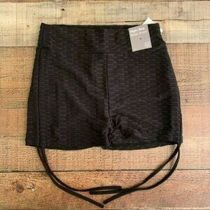 Forever 21 high rise butt contouring biker shorts with side ties in black -M